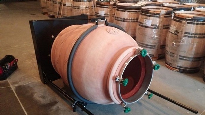 image of terracotta wine cask.