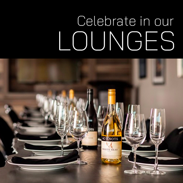 Celebrate in our lounges.  Image of fancy table setting with wine glasses.