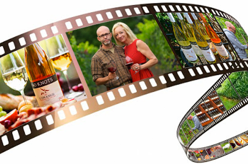 Image of a film strip with various colour pictures of 40 knots winery.