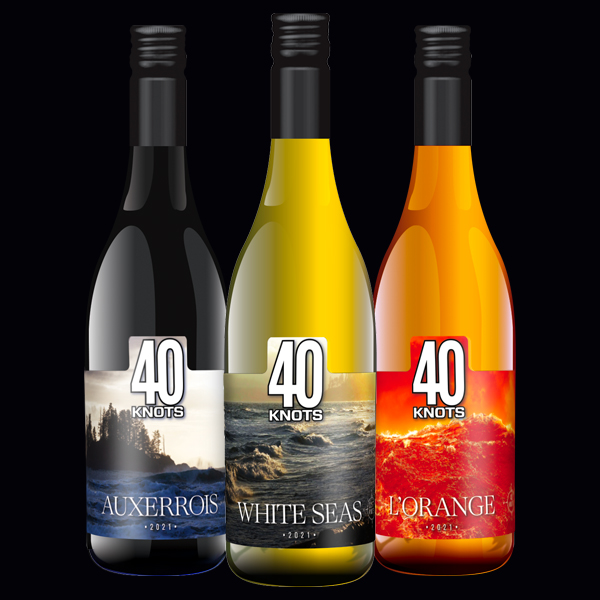 Image of three 40 Knots bottle of wine.